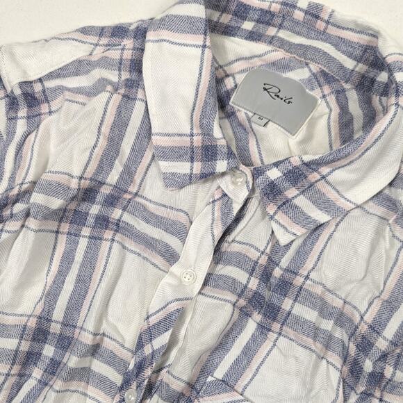 Rails Button Down Women's Shirt Size Medium Hunter White Blush Long Sleeve - Picture 2 of 8